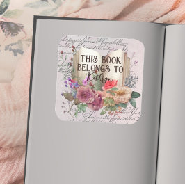 Meisjes Waterverf Floral Dit boek behoort tot Vierkante Sticker