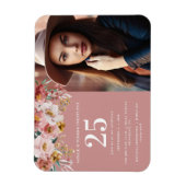 Meisjes waterverf floral editable age foto magneet (Verticaal)