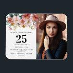 Meisjes waterverf floral editable age foto magneet<br><div class="desc">Meisjes waterverf florale verjaardagsroze chic party design. Bewerk de leeftijd om je kans aan te passen. Prachtig elegant modern partijthema.</div>