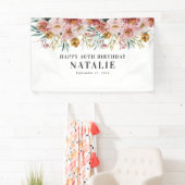 Meisjes waterverf floral editable age spandoek (Insitu)
