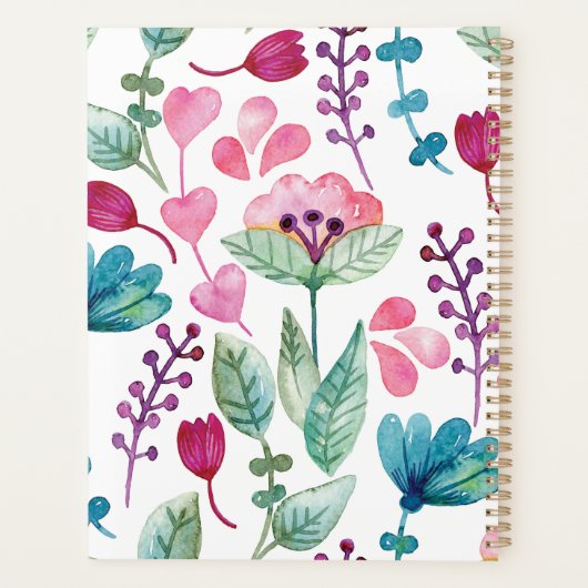Meisjes Waterverf Floral Pattern gepersonaliseerd Planner (Achterkant)