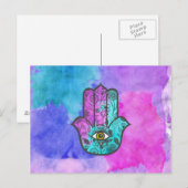 Meisjes Waterverf Floral Print Hamsa Hand Fatima Briefkaart (Voorkant / Achterkant)