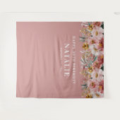 Meisjes waterverf florale 30e verjaardag roze chic wandkleed (Voorkant (horizontaal))