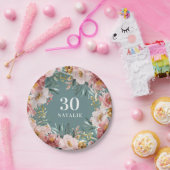 Meisjes waterverf florale verjaardag roze chic papieren bordje (Feest)