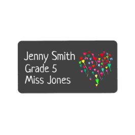 Meisjes waterverf hekelt schoolboekjes etiket