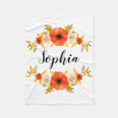 Meisjes Waterverf Koraal - Grote Aangepaste tekst Fleece Deken (Voorkant)