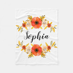 Meisjes Waterverf Koraal - Grote Aangepaste tekst Fleece Deken