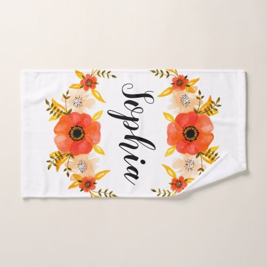 Meisjes Waterverf Koraal - Grote Aangepaste tekst Handdoek (Handdoek)