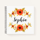 Meisjes Waterverf Koraal - Grote Aangepaste tekst Notitieboek (Voorkant)