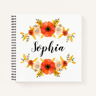 Meisjes Waterverf Koraal - Grote Aangepaste tekst Notitieboek