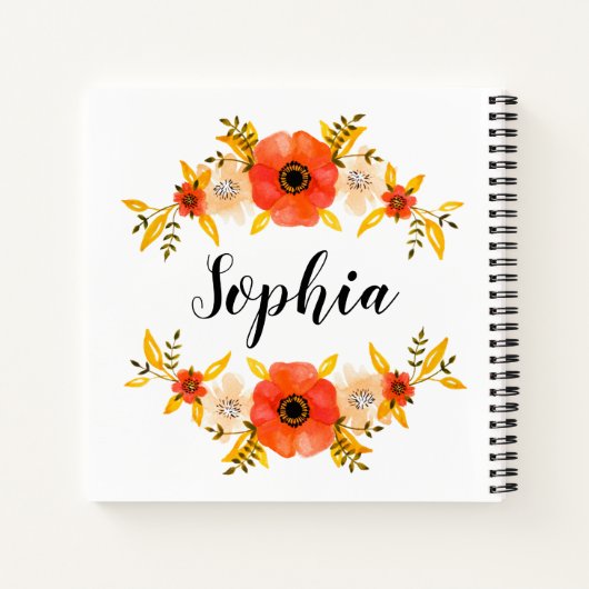 Meisjes Waterverf Koraal - Grote Aangepaste tekst Notitieboek (Achterkant)