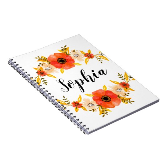 Meisjes Waterverf Koraal - Grote Aangepaste tekst Notitieboek (Rechterzijde)