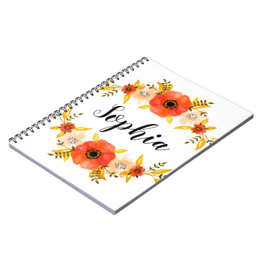 Meisjes Waterverf Koraal - Grote Aangepaste tekst Notitieboek (Linkerzijde)