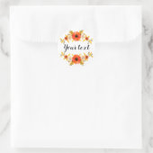 Meisjes Waterverf Koraal - Grote Aangepaste tekst Ronde Sticker (Tas)