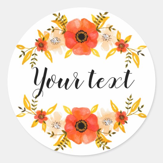 Meisjes Waterverf Koraal - Grote Aangepaste tekst Ronde Sticker (Voorkant)