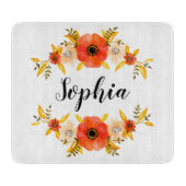 Meisjes Waterverf Koraal - Grote Aangepaste tekst Snijplank (Voorkant)