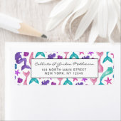 Meisjes Waterverf Mermaids Tales Seashells Patroon Etiket (Insitu)