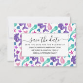 Meisjes Waterverf Mermaids Tales Seashells Patroon Save The Date (Voorkant)