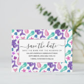 Meisjes Waterverf Mermaids Tales Seashells Patroon Save The Date (Staand voorkant)