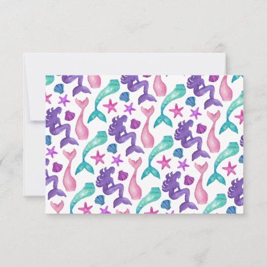 Meisjes Waterverf Mermaids Tales Seashells Patroon Save The Date (Achterkant)