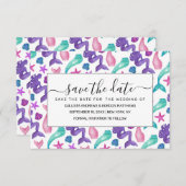 Meisjes Waterverf Mermaids Tales Seashells Patroon Save The Date (Voorkant / Achterkant)