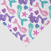 Meisjes Waterverf Mermaids Tales Seashells Patroon Tissuepapier (Detail)