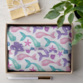 Meisjes Waterverf Mermaids Tales Seashells Patroon Tissuepapier (Geschenk)