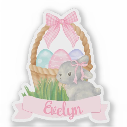 Meisjes Waterverf Paasmand Sticker (Voorkant)