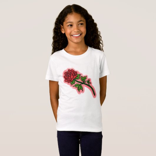 Meisjes waterverf roos shirt (Voorkant volledig)