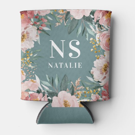 Meisjes waterverf roze floranje verjaardag elegant blikjeskoeler (Voorkant)