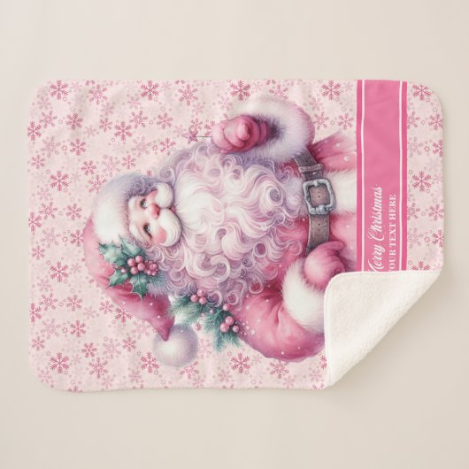 Meisjes Waterverf Roze Santa Blanket Pinkmas Sherpa Deken (Voorkant (horizontaal))