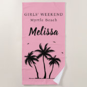 Meisjes Weekend Blush Roze Palm Tree Strandlaken (Voorkant)