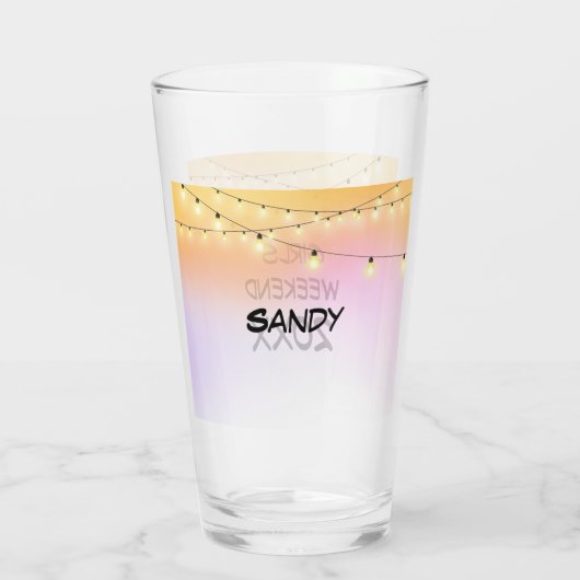 Meisjes Weekend Cafe Lichten met Jaar en Naam Glas (Achterkant)