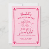 Meisjes Weekend Cocktail Social Club Bachelorette Kaart (Voorkant)