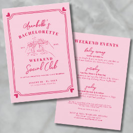Meisjes Weekend Cocktail Social Club Bachelorette Kaart