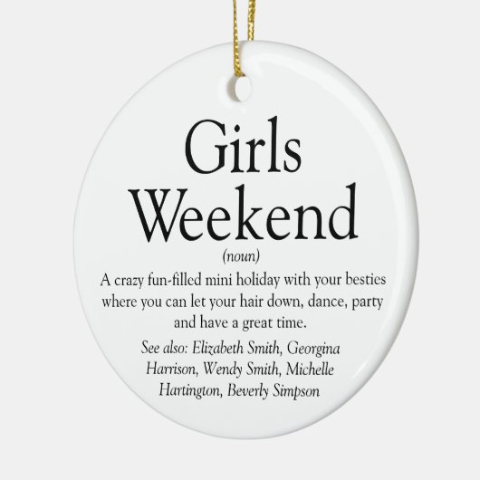 Meisjes Weekend Definitie Gepersonaliseerd Keramisch Ornament (Links)
