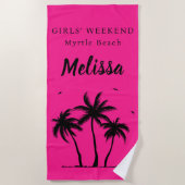 Meisjes Weekend Girly Palm Trees Monogram Strandlaken (Voorkant)