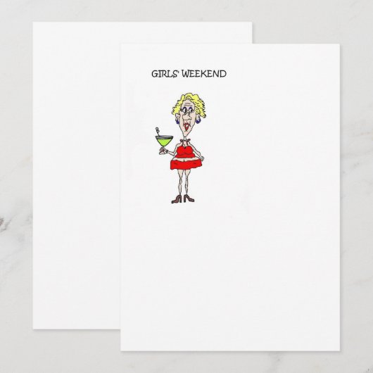 MEISJES WEEKEND INVITE KAART (Voorkant / Achterkant)