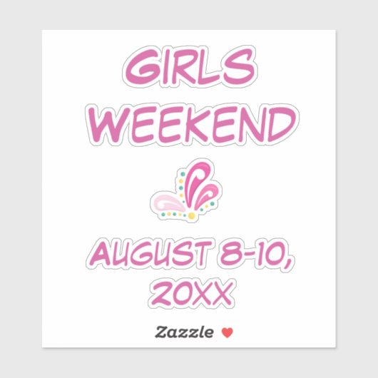 Meisjes Weekend met Datum  Tekst Sticker (Vel)