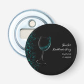Meisjes weekend mocktail bachelorette party blauw button flesopener (Voorkant)