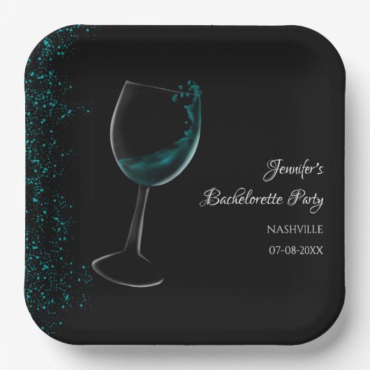 Meisjes weekend mocktail bachelorette party blauw papieren bordje (Voorkant)