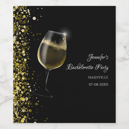 Meisjes weekend mocktail vrijgezellenfeest goud wi wijn etiket (Enkel label)