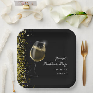 Meisjes weekend mocktail vrijgezellenfeest gouden  papieren bordje