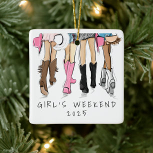 Meisjes Weekend Nashville Mode Illustratie Cadeau Keramisch Ornament