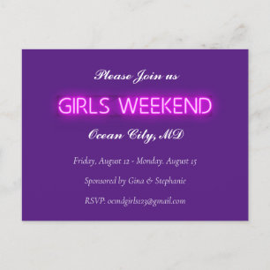 MEISJES WEEKEND Neon LED Bord Aangepaste Uitnodigi Briefkaart