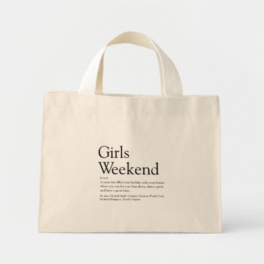 Meisjes Weekend Pret Definitie Modern Mini Tote Bag (Voorkant)