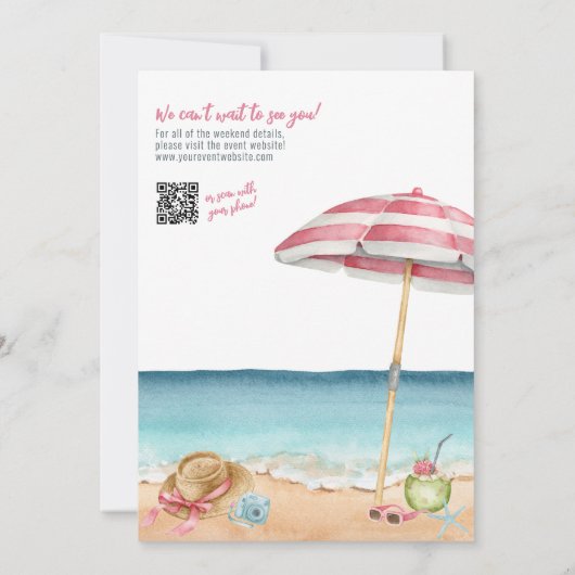Meisjes Weekend QR Code Strand Bachelorette Party Kaart (Achterkant)
