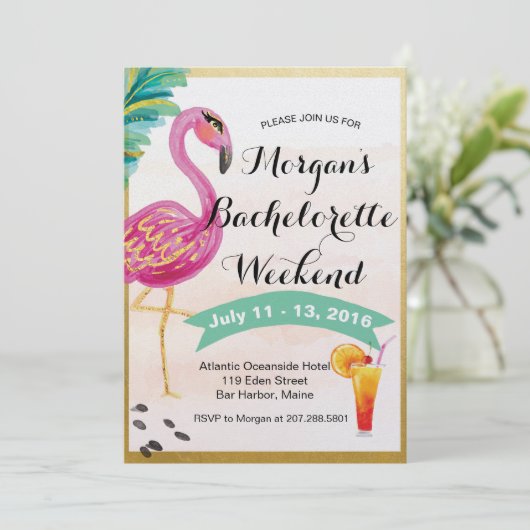 Meisjes Weekend Route uitnodiging (Staand voorkant)