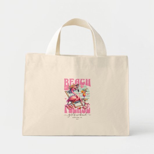 Meisjes Weekend Roze Retro Flamingo Mini Tote Bag (Voorkant)