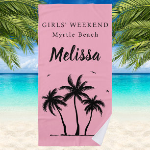 Meisjes Weekend Roze Roze Palmboom Strandhanddoek Strandlaken